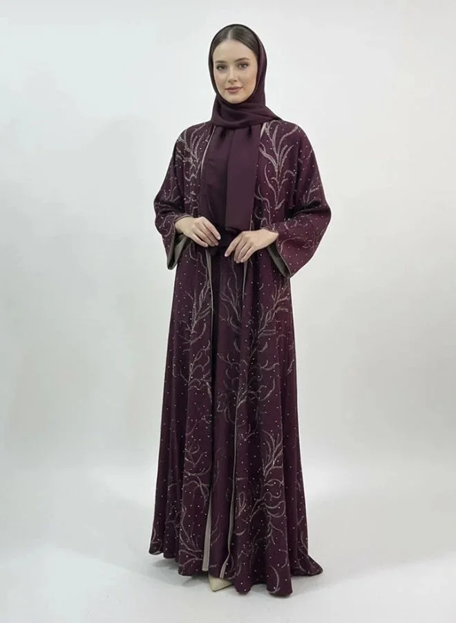 lamha abaya Layl Al-Karaz Abaya with Crystal Embellishments – Summer Crepe